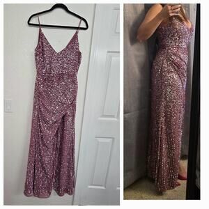 Asos Design  Embellished Maxi Drape Side Cami Dress Orchid Color  Size 6 Formal